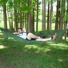 Portable Outdoor Camping Full-automatic Nylon Parachute Hammock with Mosquito Nets, Size : 290 x 140cm, 290x140cm Camouflage, 290x140cm Army Green, 290x140cm Black, 290x140cm Dark Blue, 290x140cm Dark Green, 290x140cm Pink Blue, 290x140cm Green        ...