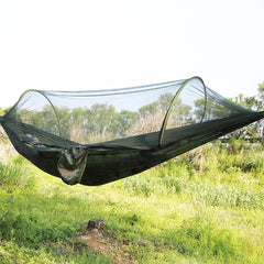 Portable Outdoor Camping Full-automatic Nylon Parachute Hammock with Mosquito Nets, Size : 290 x 140cm, 290x140cm Camouflage, 290x140cm Army Green, 290x140cm Black, 290x140cm Dark Blue, 290x140cm Dark Green, 290x140cm Pink Blue, 290x140cm Green        ...