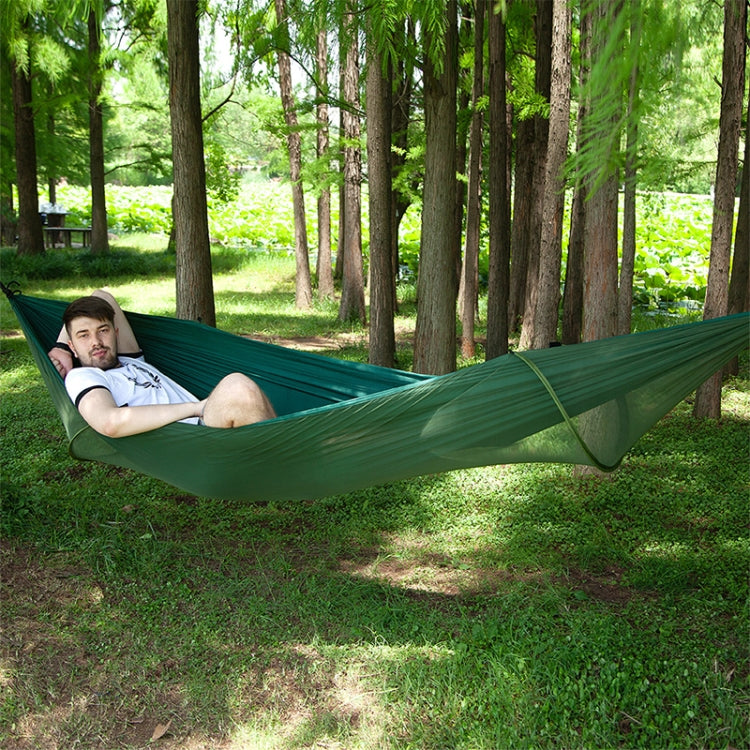 Portable Outdoor Camping Full-automatic Nylon Parachute Hammock with Mosquito Nets, Size : 290 x 140cm, 290x140cm Dark Green, 290x140cm Pink Blue, 290x140cm Green, 290x140cm Blue, 290x140cm Orange, 290x140cm Camouflage, 290x140cm Army Green            ...