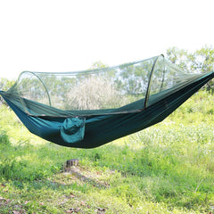 Portable Outdoor Camping Full-automatic Nylon Parachute Hammock with Mosquito Nets, Size : 290 x 140cm, 290x140cm Dark Green, 290x140cm Pink Blue, 290x140cm Green, 290x140cm Blue, 290x140cm Orange, 290x140cm Camouflage, 290x140cm Army Green            ...