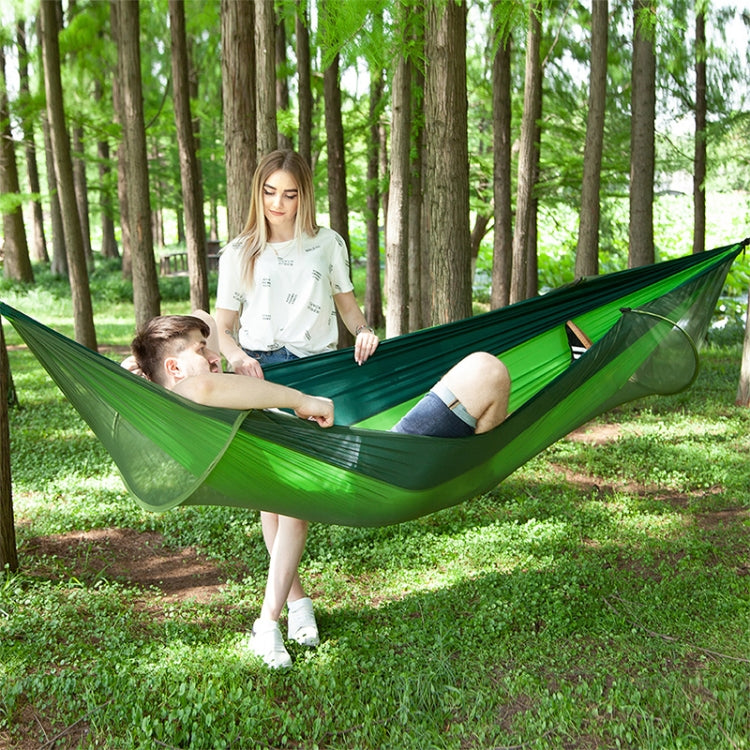 Portable Outdoor Camping Full-automatic Nylon Parachute Hammock with Mosquito Nets, Size : 290 x 140cm, 290x140cm Dark Green, 290x140cm Pink Blue, 290x140cm Green, 290x140cm Blue, 290x140cm Orange, 290x140cm Camouflage, 290x140cm Army Green            ...