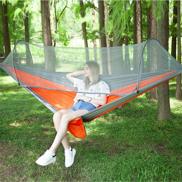 Portable Outdoor Camping Full-automatic Nylon Parachute Hammock with Mosquito Nets, Size : 290 x 140cm, 290x140cm Dark Green, 290x140cm Pink Blue, 290x140cm Green, 290x140cm Blue, 290x140cm Orange, 290x140cm Camouflage, 290x140cm Army Green            ...