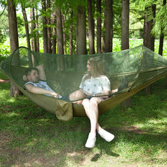 Portable Outdoor Camping Full-automatic Nylon Parachute Hammock with Mosquito Nets, Size : 250 x 120cm, 250x120cm Orange, 250x120cm Blue, 250x120cm Green, 250x120cm Pink Blue, 250x120cm Dark Green, 250x120cm Dark Blue, 250x120cm Black                  ...