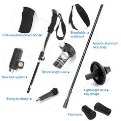 Aotu AT7558 125cm Aluminum Alloy Outdoor Camping Folding Corky Trekking Poles EVA Handle Alpenstock, AT7558