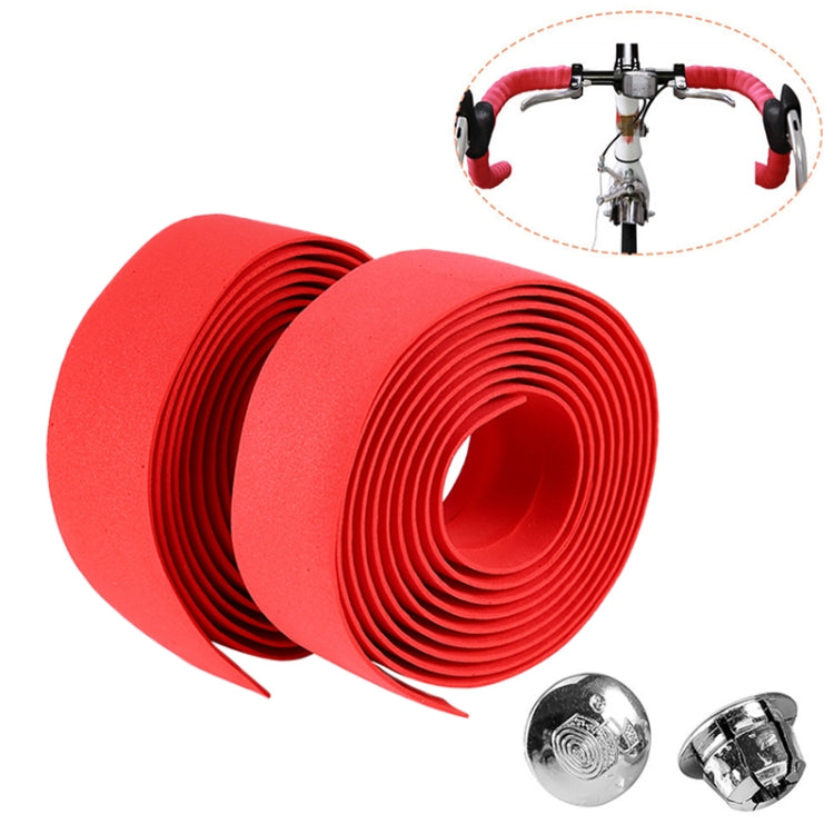 1 Pair Cycling Road Bike Sports Bicycle Cork Handlebar Tape Wrap + 2 Bar Plug, 2m Red, 2m White, 2m Yellow, 2m Black, 2m Green, 2m Blue