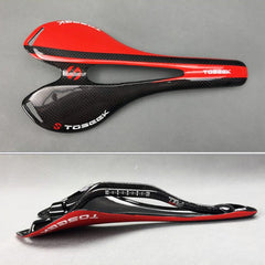 TOSEEK Road Bike Carbon Fiber Seat Bicycle Hollow Seat Saddle, 3K Texture + Extinction, Extinction(Orange), Extinction(Red), Extinction(Yellow)