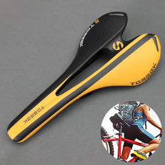 TOSEEK Road Bike Carbon Fiber Seat Bicycle Hollow Seat Saddle, 3K Texture + Extinction, Extinction(Orange), Extinction(Red), Extinction(Yellow)
