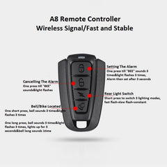 Antusi A8 Portable Rechargeable Rear Light Wireless Theft Alarm, A8