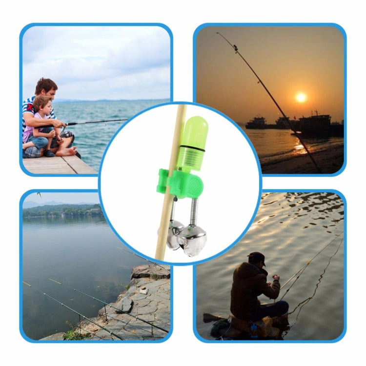 10 PCS Fishing Accessory Twin Bells Clip Fishing Bite Alarm with LED Night Light, Fishing Alarm Bells