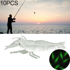 10 PCS 4cm Fishing Soft Bait Lures Popper Poper Baits, Luminous Shrimp, Pink Shrimp, Green Shrimp, Transparent Shrimp, Artificial Shrimp