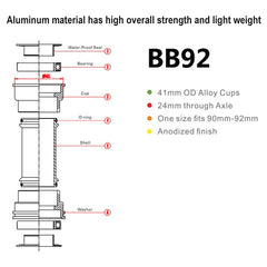 BIKERSAY BB92 MTB Road Bicycle Bearing, BB92