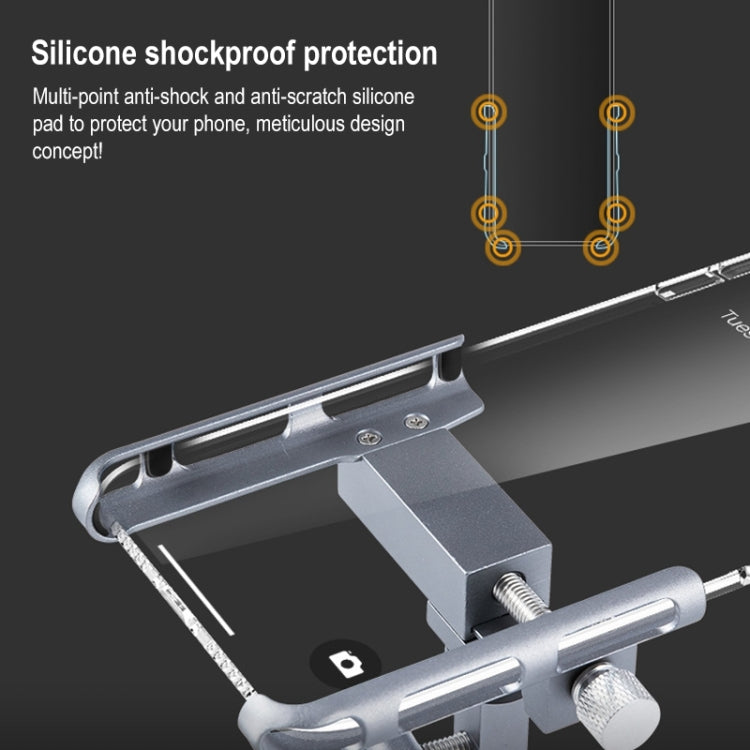 BIKERSAY MP007 Universal Aluminum Alloy Motorcycle Bicycle Phone Holder, MP007(Titanium Color)