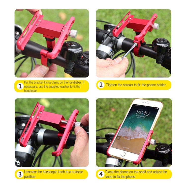 BIKERSAY MP007 Universal Aluminum Alloy Motorcycle Bicycle Phone Holder, MP007(Titanium Color)