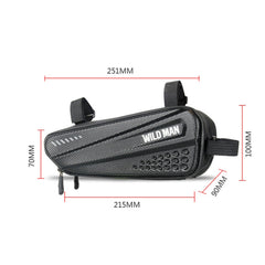 WILD MAN ES4 1.2L Hard Bicycle Bags Rainproof Road Bicycle Frame Bag Triangle Bag, ES4 (Black)