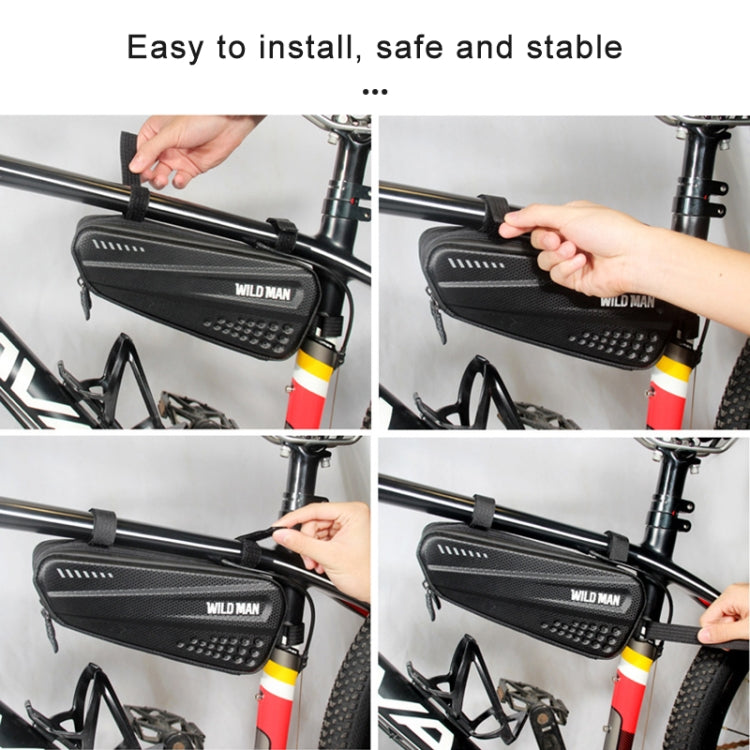 WILD MAN ES4 1.2L Hard Bicycle Bags Rainproof Road Bicycle Frame Bag Triangle Bag, ES4 (Black)
