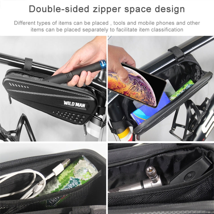 WILD MAN ES4 1.2L Hard Bicycle Bags Rainproof Road Bicycle Frame Bag Triangle Bag, ES4 (Black)