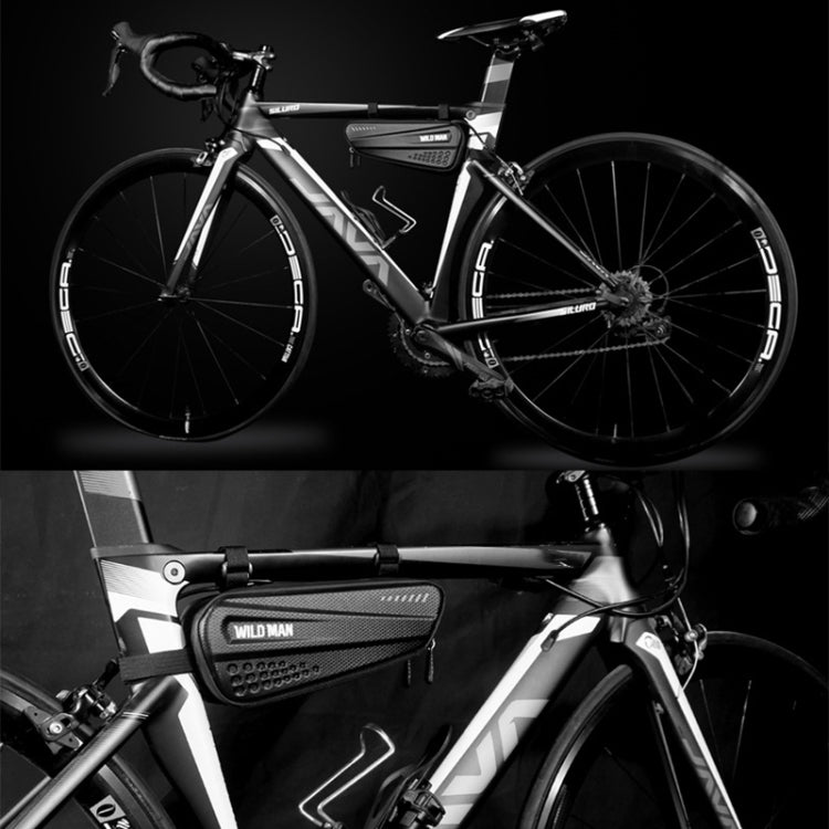 WILD MAN ES4 1.2L Hard Bicycle Bags Rainproof Road Bicycle Frame Bag Triangle Bag, ES4 (Black)