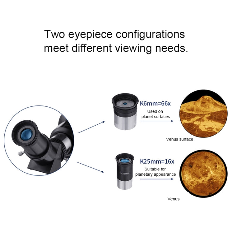 WR852 16x/66x70 High Definition High Times Astronomical Telescope with Tripod, 66x70 White