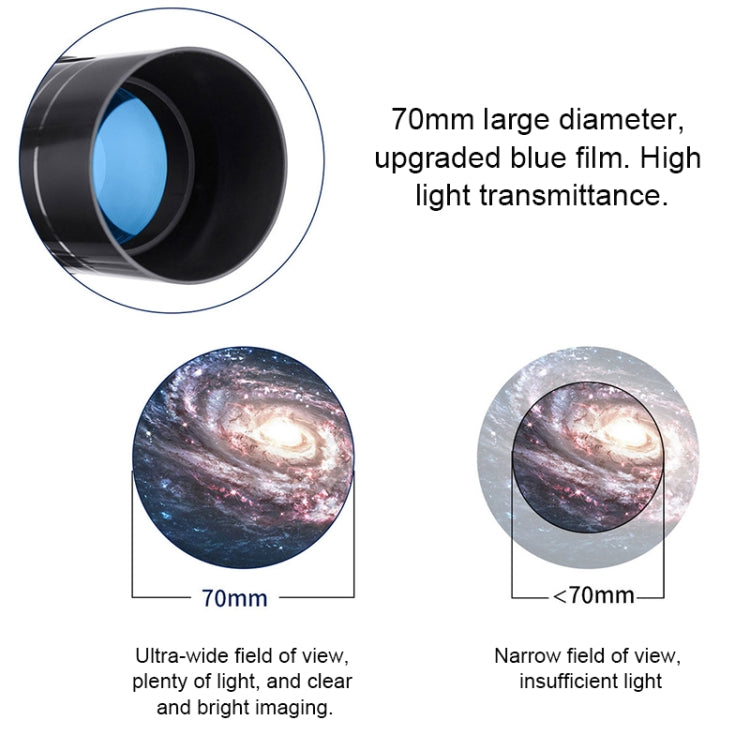 WR852 16x/66x70 High Definition High Times Astronomical Telescope with Tripod, 66x70 White