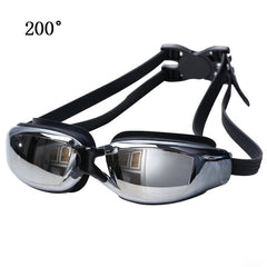 Electroplating Anti-fog Silicone Swimming Goggles for Adults, Suitable for 200 Degree Myopia, 200 Degree Myopia