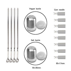 18 in 1 Outdoor Tableware Set Camping Barbecue Tableware Picnic Tool Set with Thermometer, 18 in 1, with Thermometer