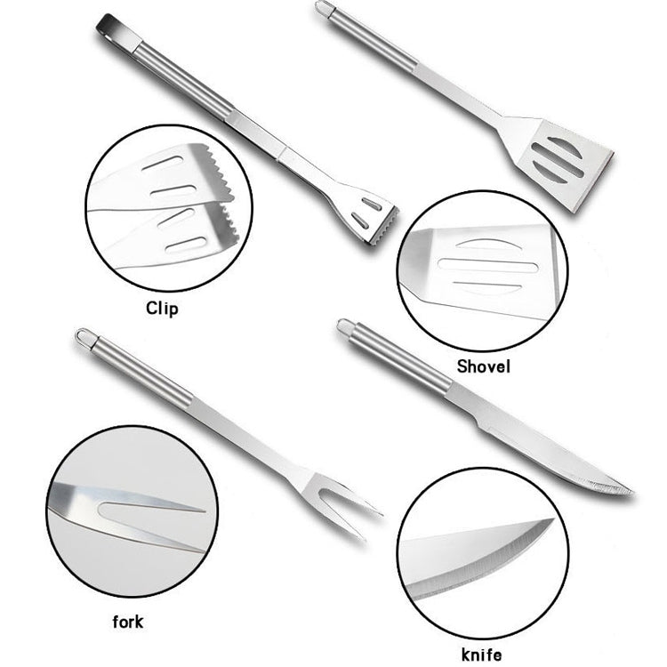 18 in 1 Outdoor Tableware Set Camping Barbecue Tableware Picnic Tool Set with Thermometer, 18 in 1, with Thermometer