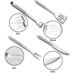 18 in 1 Outdoor Tableware Set Camping Barbecue Tableware Picnic Tool Set with Thermometer, 18 in 1, with Thermometer