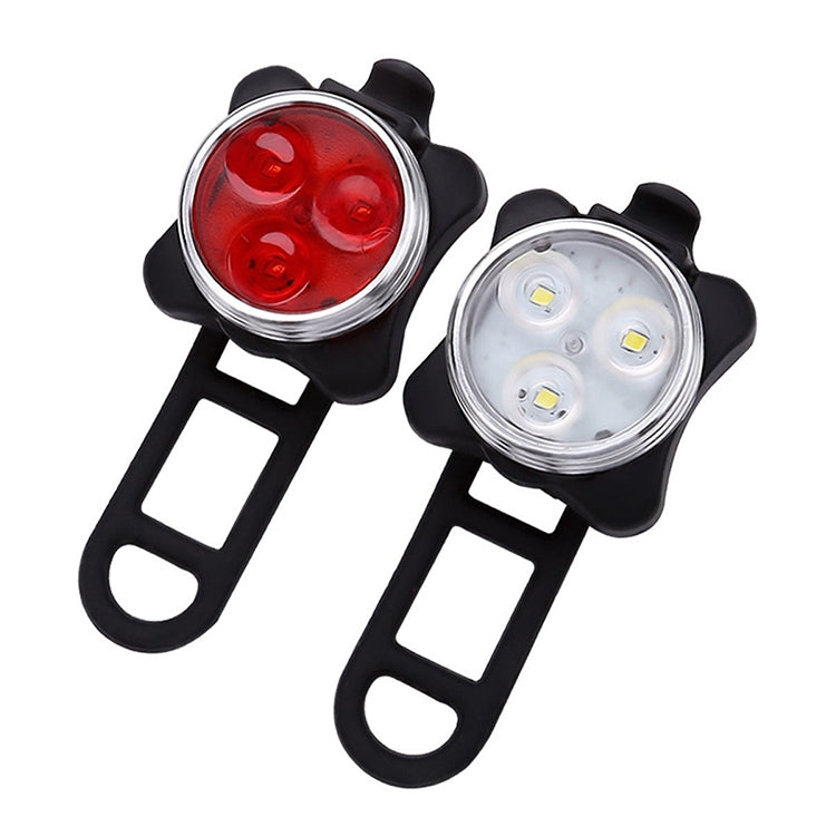COB Lamp Bead 160LM USB Charging Four-speed Waterproof Bicycle Headlight / Taillight Set,  Red + White Light 650MA, Red + White Light