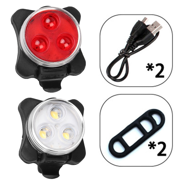 COB Lamp Bead 160LM USB Charging Four-speed Waterproof Bicycle Headlight / Taillight Set,  Red + White Light 650MA, Red + White Light