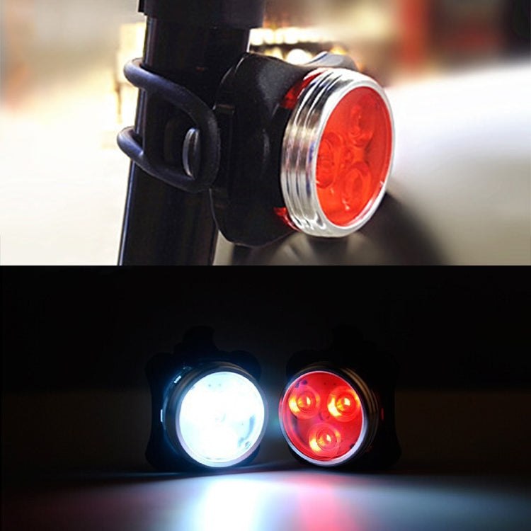 COB Lamp Bead 160LM USB Charging Four-speed Waterproof Bicycle Headlight / Taillight Set,  Red + White Light 650MA, Red + White Light