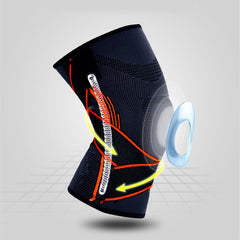 Sports High Elastic Shockproof Non-slip Silicone Knee Support Guards with Pressure Strip Size: L, L