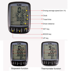 SUNDING 563A Bike Bicycle Waterproof Wired LCD Screen Luminous Mileage Speedometer Odometer, English Version, 563A(Blue), 563A(Yellow), 563A(Black)