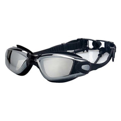 Electroplating Anti-fog Silicone Swimming Goggles with One-piece Ear Plugs for Adults, A-380 (Black)