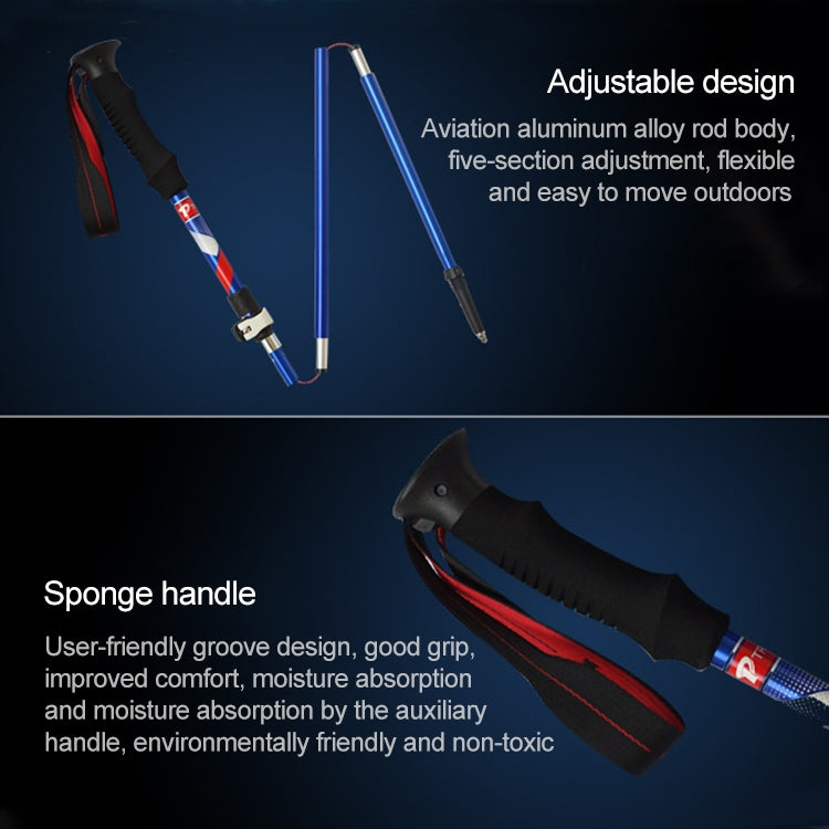 5 Node Portable Foldable Aluminium Alloy Alpenstocks Trekking Poles, Folding Length : 35CM, Folding Length : 35CM (Black), Folding Length : 35CM (Green), Folding Length : 35CM (Blue), Folding Length : 35CM (Red)