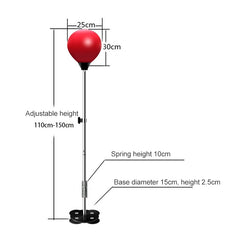 Adult Suction Cup Version Height Adjustable Vertical PU Leather Vent Ball Boxing Speed Ball Family Fitness Equipment with Gloves, with Gloves Red