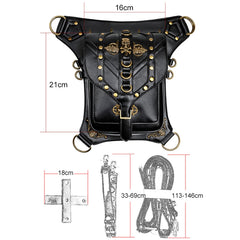 FHG131BK Skull Head Decoration Multi-function PU Leather One-shoulder Crossbody Bag Waist Bag for Ladies, 21 x 16cm