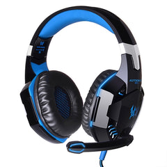 KOTION EACH G2000 Over-ear Game Gaming Headphone Headset Earphone Headband with Mic Stereo Bass LED Light for PC Gamer,Cable Length: About 2.2m(White + Red), G2000