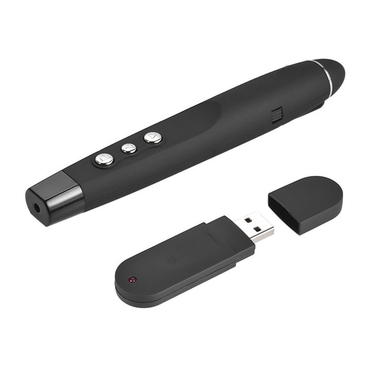 2.4GHz Wireless Laser PowerPoint Page Turning Pen Multimedia Wireless Presentation Projection Pen with USB Receiver, Remote Control Distance: 30m, 30m