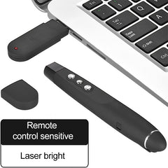 2.4GHz Wireless Laser PowerPoint Page Turning Pen Multimedia Wireless Presentation Projection Pen with USB Receiver, Remote Control Distance: 30m, 30m
