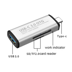 ADS-103 3 in 1 Type-C Male to USB 3.0 Female + SD / TF Card Slots OTG Adapter SD / TF Card Reader