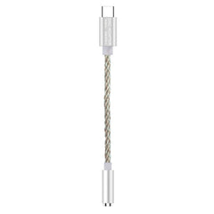 TA12-R2 USB-C / Type-C Male to 3.5mm Audio Female Single Crystal Copper Braid Earphone Adapter, Black Grey, Grey, Copper + Silver, Silver