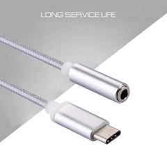 USB-C / Type-C Male to 3.5mm Female Weave Texture Audio Adapter, Length: about 10cm, Silver, Gold