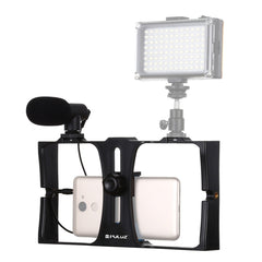 PULUZ 2 in 1 Live Broadcast Smartphone Video Rig + Microphone Kits for iPhone, Galaxy, Huawei, Xiaomi, HTC, LG, Google, and Other Smartphones, Vlogging Rig+Mic