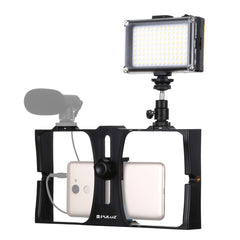 PULUZ 2 in 1 Vlogging Live Broadcast LED Selfie Light Smartphone Video Rig Kits with Cold Shoe Tripod Head for iPhone, Galaxy, Huawei, Xiaomi, HTC, LG, Google, and Other Smartphones, Vlogging Rig+Light