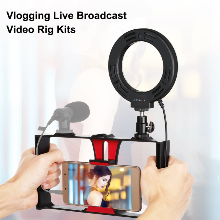 PULUZ 2 in 1 Vlogging Live Broadcast Smartphone Video Rig + 4.7 inch 12cm Ring LED Selfie Light Kits with Cold Shoe Tripod Head for iPhone, Galaxy, Huawei, Xiaomi, HTC, LG, Google, and Other Smartphones, 2 in 1 Ring LED