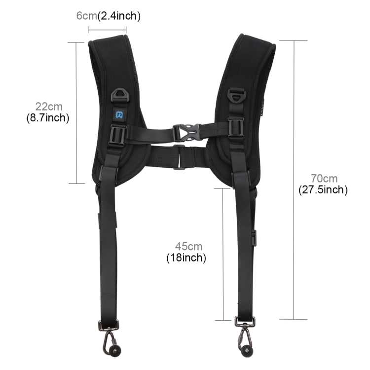 PULUZ 2 in 1 Multi-functional Bundle Waistband Strap + Double Shoulders Strap Kits with Hook for SLR / DSLR Cameras, 2 in 1 Kits