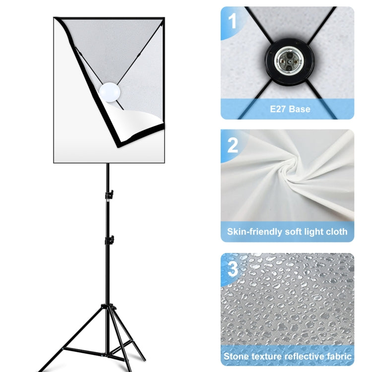 PULUZ Softbox Lighting Kit 2 PCS 50x70cm Professional Photo Studio Photography Light Equipment with 2 x 220V E27 Socket Bulb Photography Lighting Kit, 2 PCS Single Bulb EU Plug, 2 PCS Single Bulb US Plug