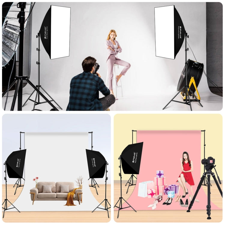 PULUZ Softbox Lighting Kit 2 PCS 50x70cm Professional Photo Studio Photography Light Equipment with 2 x 220V E27 Socket Bulb Photography Lighting Kit, 2 PCS Single Bulb EU Plug, 2 PCS Single Bulb US Plug