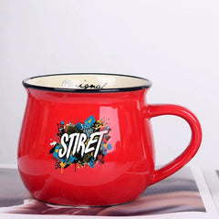 Alphabet Printed Ceramics Big Belly Mug Water Cup Print On Your Demand, Alphabet