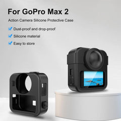 For GoPro MAX2 PULUZ Body Silicone Protective Case with Dual Lens Caps Cover & Strap, Body Case with Dual Lens Cap